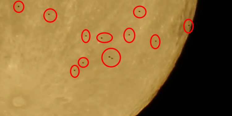Moscow Resident Records UFOs Flotilla While Zooming on The Moon